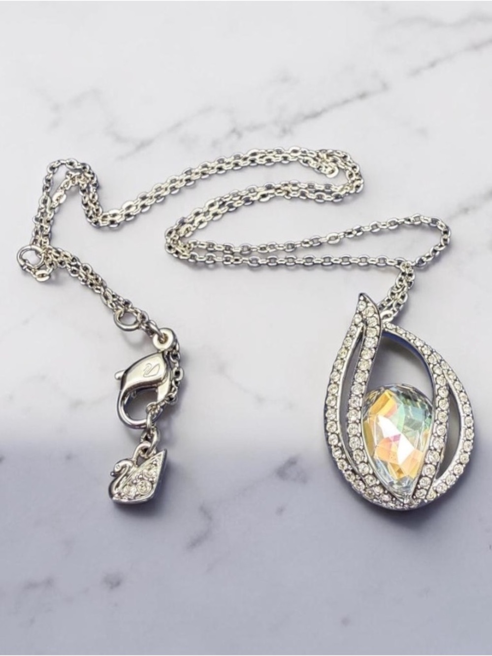 Swarovski Crystal Teardrop Pendant Necklace - Picture 3 of 3